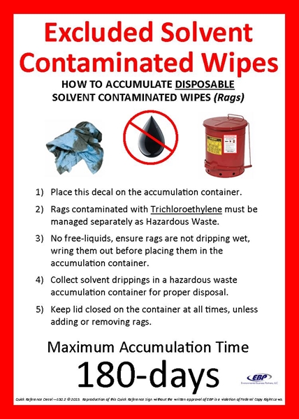 Picture of Excluded Solvent Contaminated Wipes - Disposal